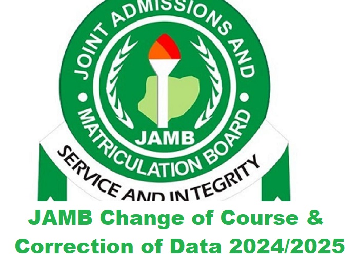 Jamb logo with the writeup JAMB Change of Institution & Correction of Data 2024/2025
